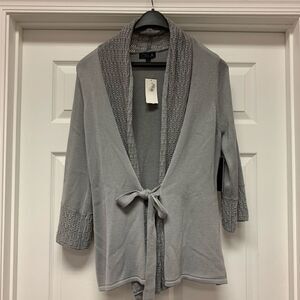 One A Mixed Gray Knits Tie Front Cardigan sz L NWT